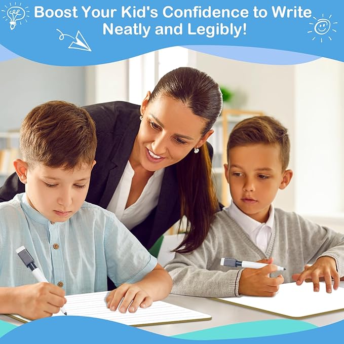 Aizweb Dry Erase Board Small Whiteboard with Lines, 9" x 12" Handwriting Writing Practice for Kid Student Classroom Must Haves Homeschool Teacher Supplies Essential Learning Activities