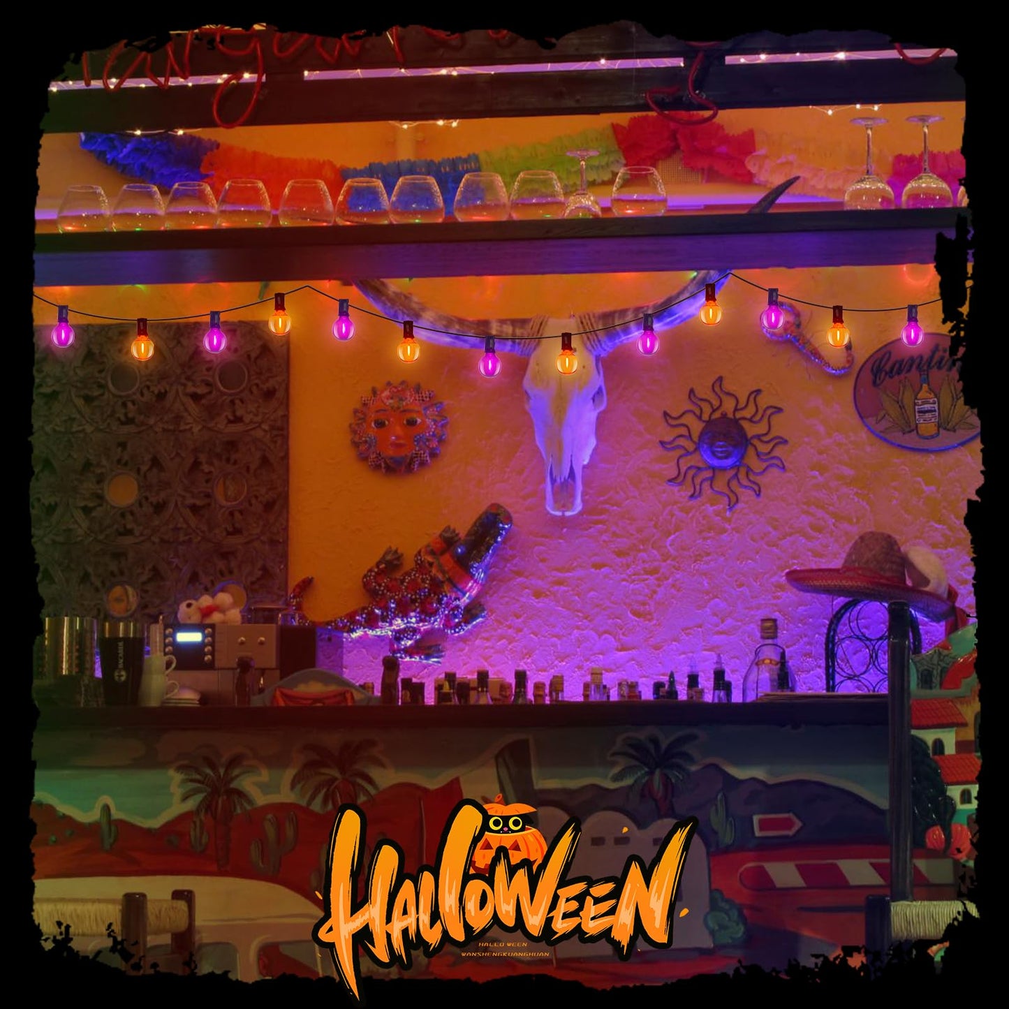 GOOTHY G40 Halloween String Lights, 25FT Outdoor LED Globe Lights, Shatterproof Orange/Purple, Perfect for Patio and Party Decorations