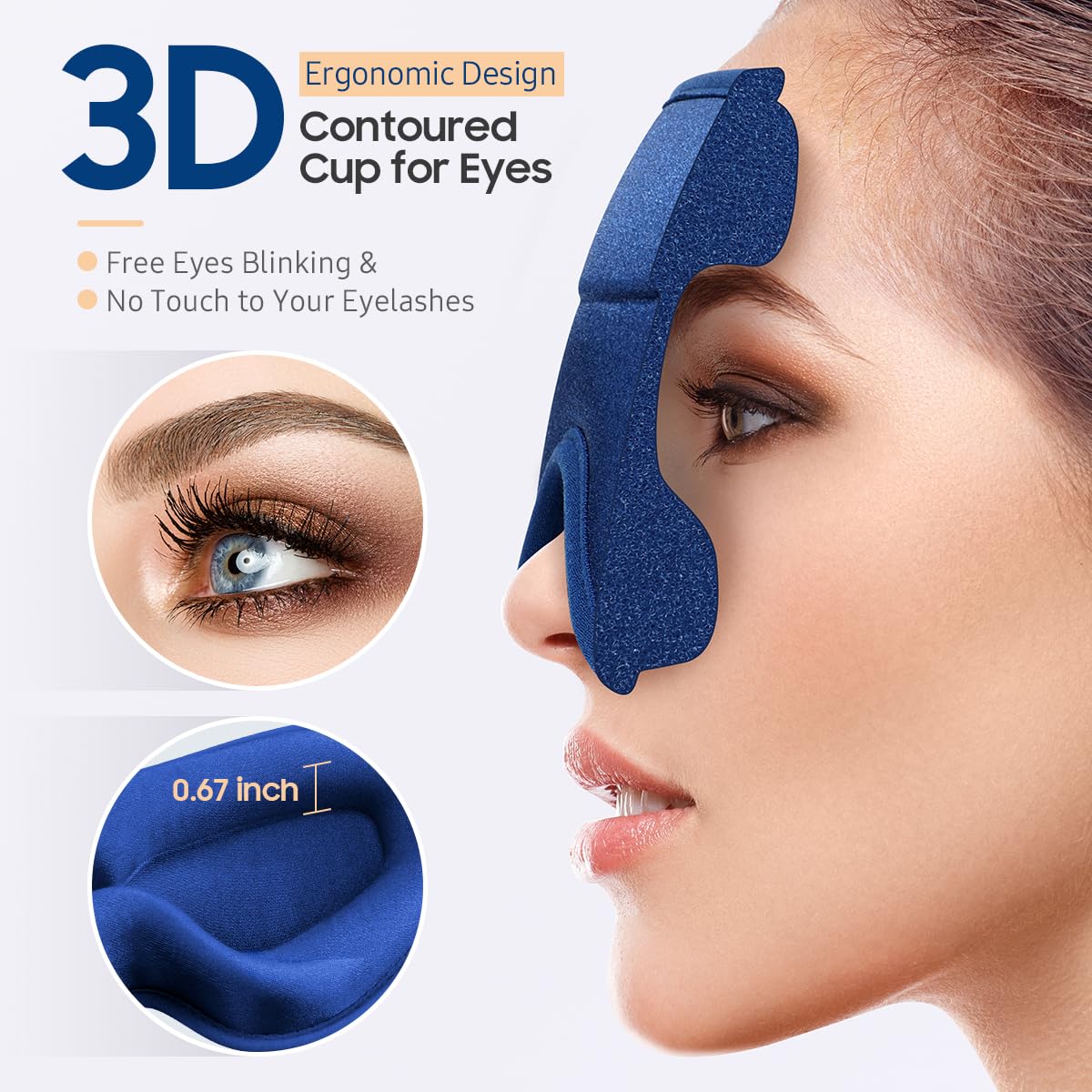 BeHoomi Sleep Mask, Premium Eye Mask for Sleeping, Total Blackout, Superior Soft Comfort, Upgraded 3D Ergonomic Designed Sleeping Mask for Home, Office, Travel, Meditation, Royal Blue