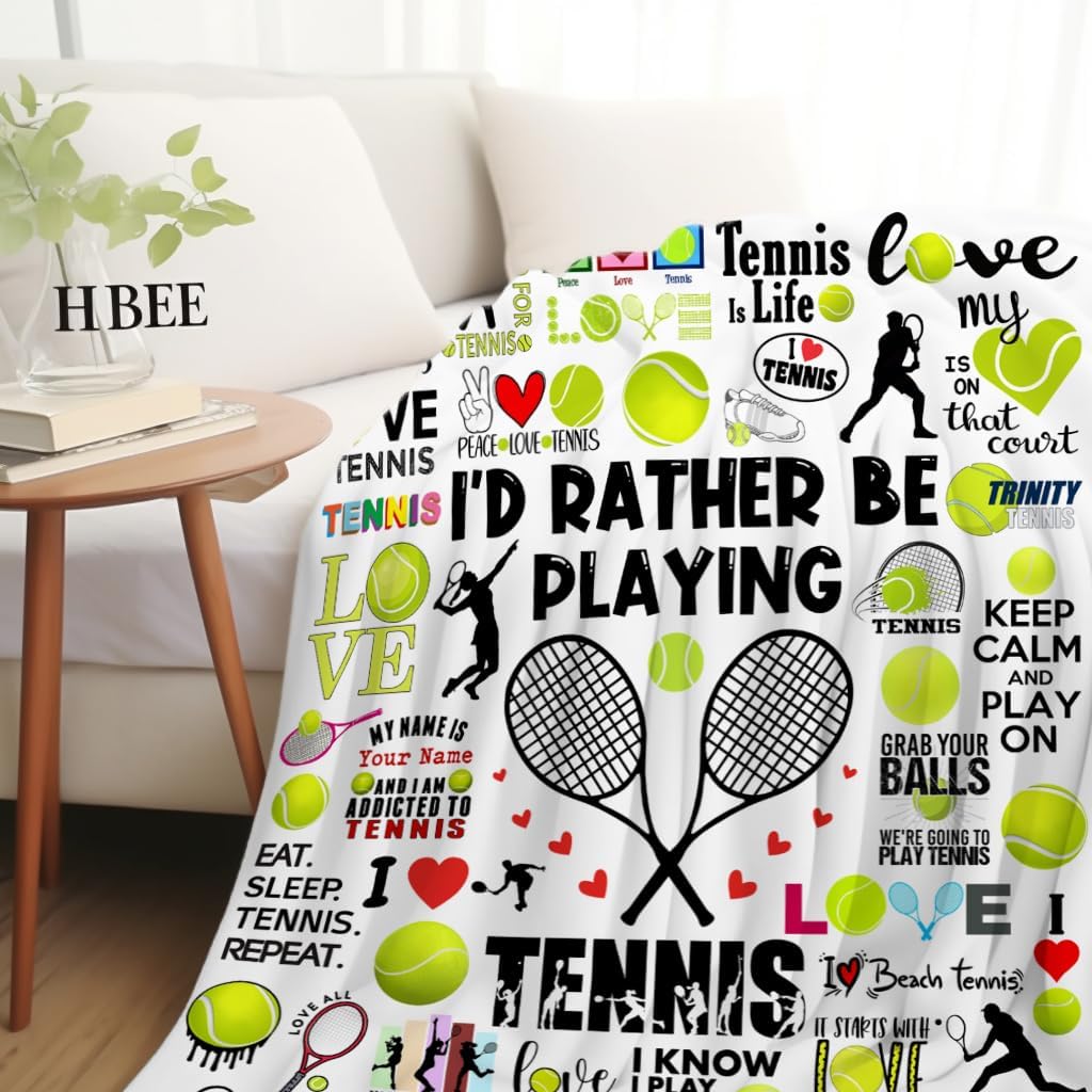 Tennis Blanket Soft Cozy Flannel Throw Blankets Bedding Tennis Lovers Merch Gifts for Boys Girls Women Adults Gifts 80"X60"