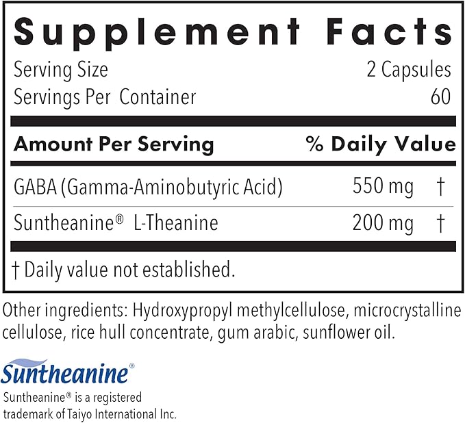 Allergy Research Group 200mg of Zen Supplement - GABA, L-Theanine, Calmness Support, Day or Night, Hypoallergenic, Vegetarian Capsules - 120 Count