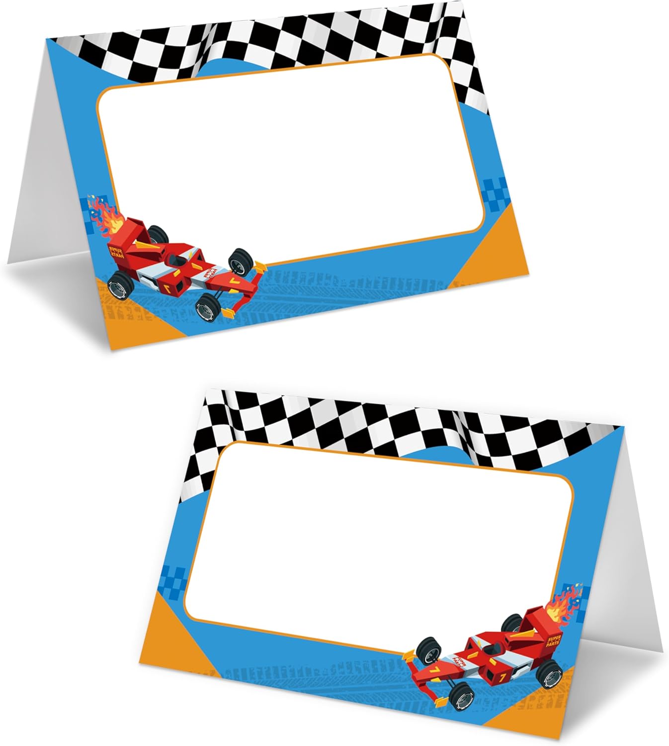 Race Cars Place Card For Boys, Racing Car Name Cards For Table Setting, Cars Party Favors Supplies, Car Tent Card Decorations For Baby Shower Kids Birthday Events, Easy Folding, 25 Pack Cards -01