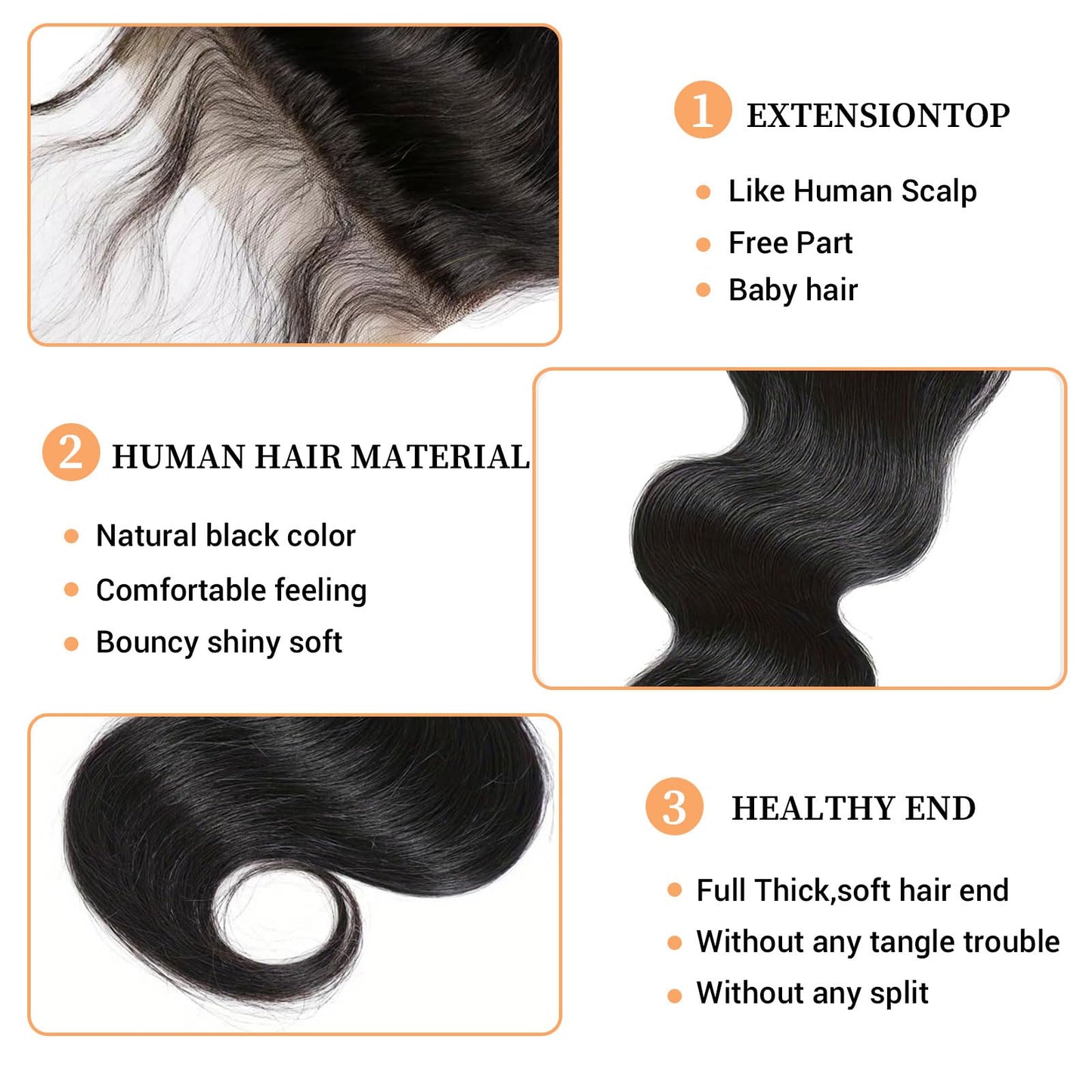 Hd Closure 5x5 Body Wave Transparent Lace Closure 22 Inch 12A Virgin Remy Human Hair Pre Plucked With Baby Hair Natural Black
