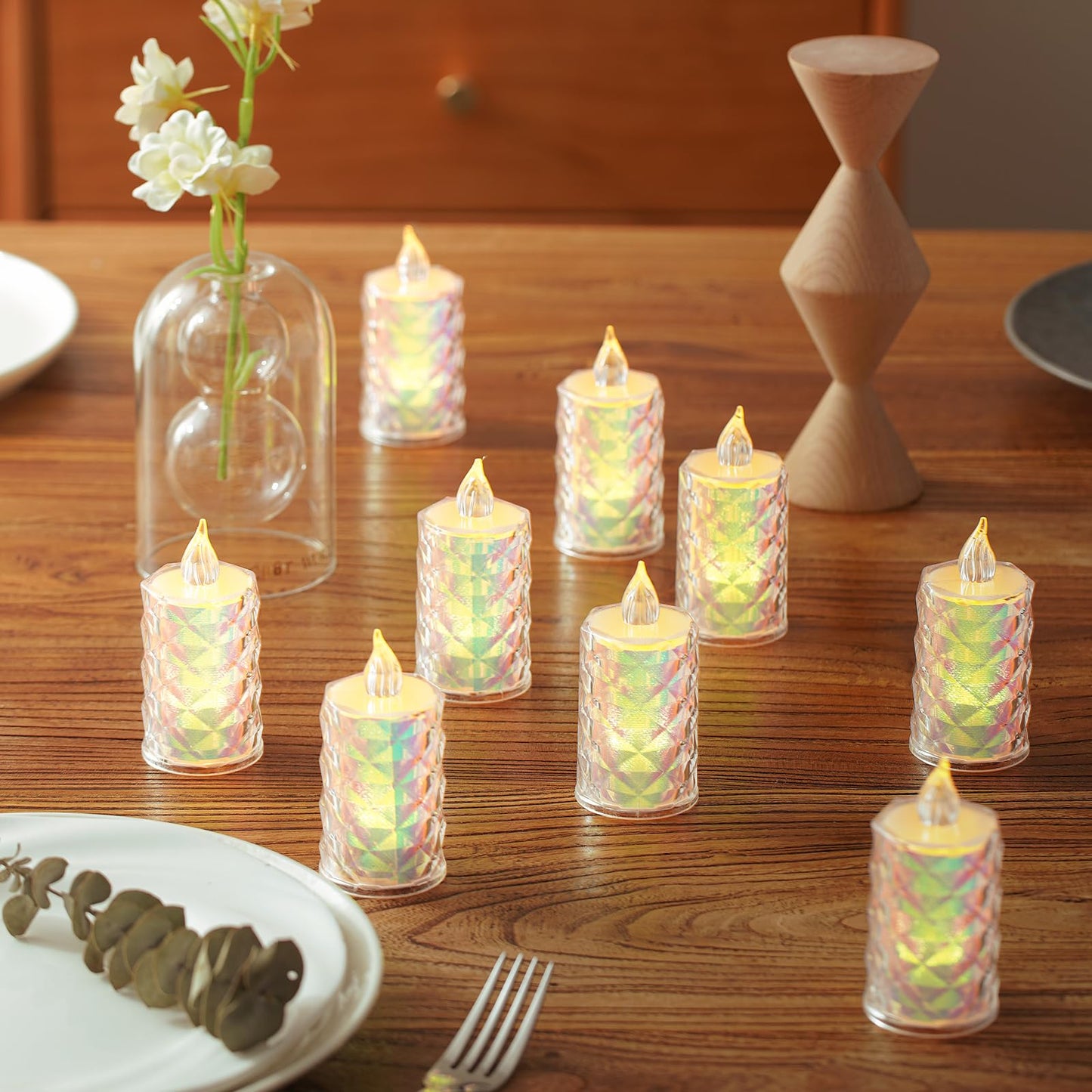 AYMXZT 24 Pack Battery Operated Flameless Tea Lights LED Candles Battery Life Over 200 Hours Tabletop Decorative Lights for Halloween/Christmas Party Wedding Centerpieces