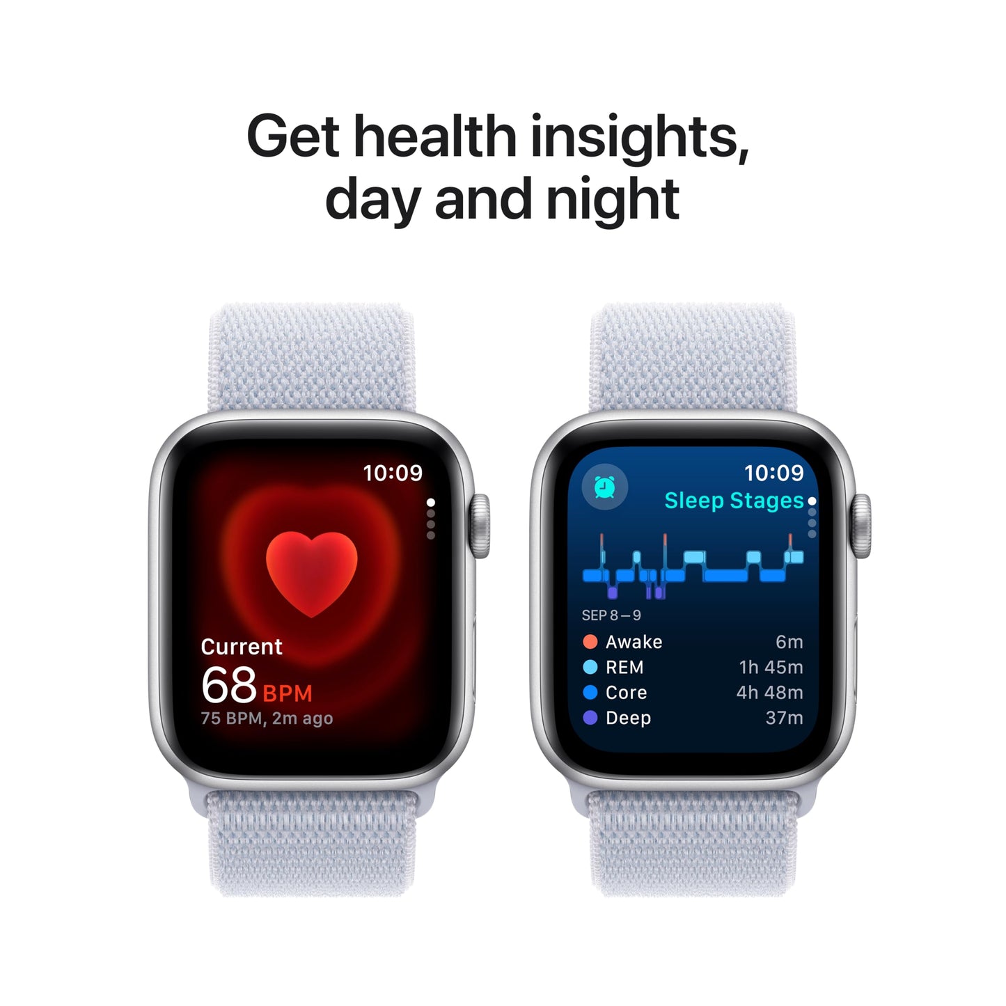 Apple Watch Se (2Nd Gen) [Gps + Cellular 44Mm] Smartwatch With Silver Aluminum Case With Blue Cloud Sport Loop One Size. Fitness