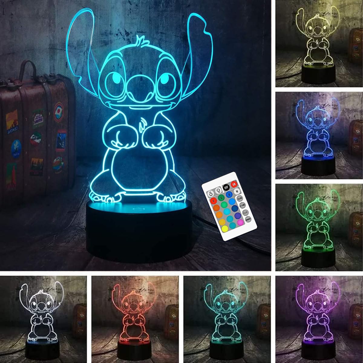 Kficsiky Stitch Night Light  Stitch Gifts For Girls  Lilo And Stitch Light 16 Colors Conversion With Remote Touch 3D Led Stitch Lamp  Stitch Gifts For Boys Christmas Gifts