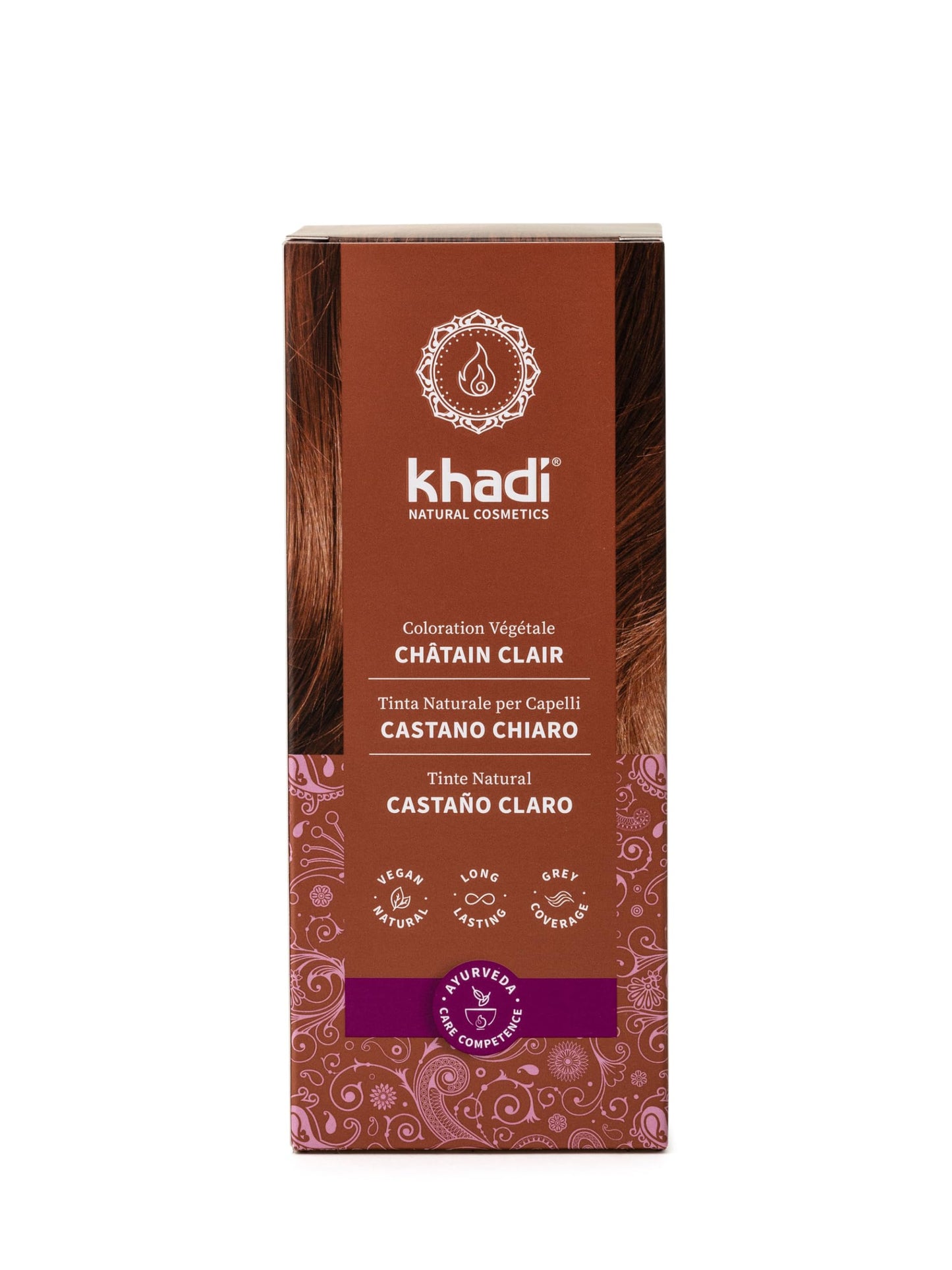khadi LIGHT BROWN Natural Hair Color - Hair dye for light, warm fawn brown with lively reddish reflections - 100% herbal & natur