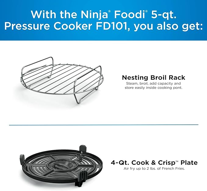 Ninja Foodi 10-in-1 Pressure Cooker, 5-Quart, Stainless Steel Multi-Cooker – Air Fry, Steam, Bake, Roast, Broil, Dehydrate & More, Compact All-in-One Programmable Cooker