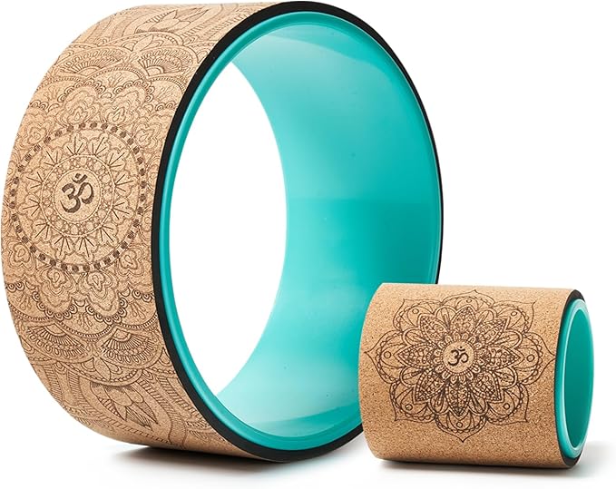 Yoga Wheel for Stretching & Flexibility to Help Back Aches & Tension, Deep Tissue Muscle Massage. Back Roller Wheel with E...