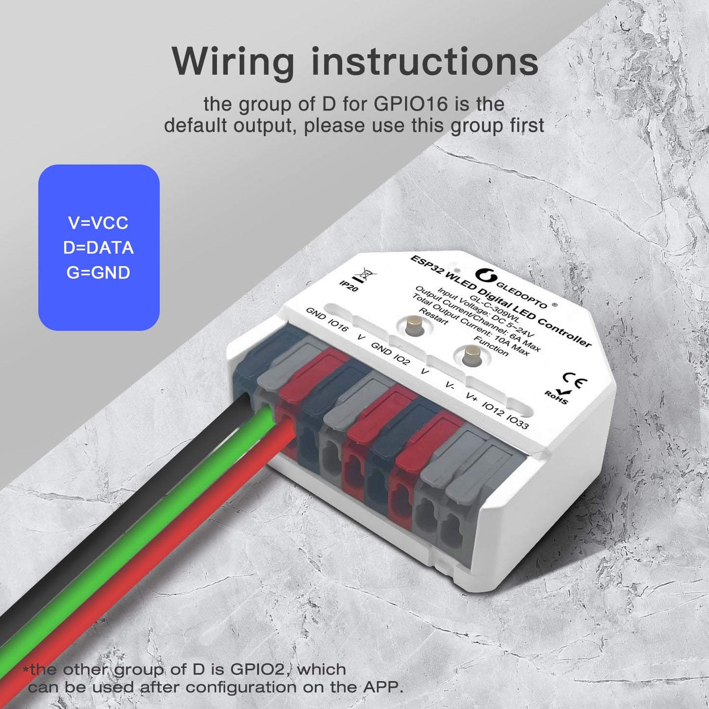 Gledopto Esp32 Mini Wled Led Controller Dc 5~24V Diy Dynamic Lighting Work With Addressable Digital Fcob Rgb Ic Ws2811 Ws2812 Sk6812 Tm1814 Ws2813 Ws2815 Strip Light Easy Wiring