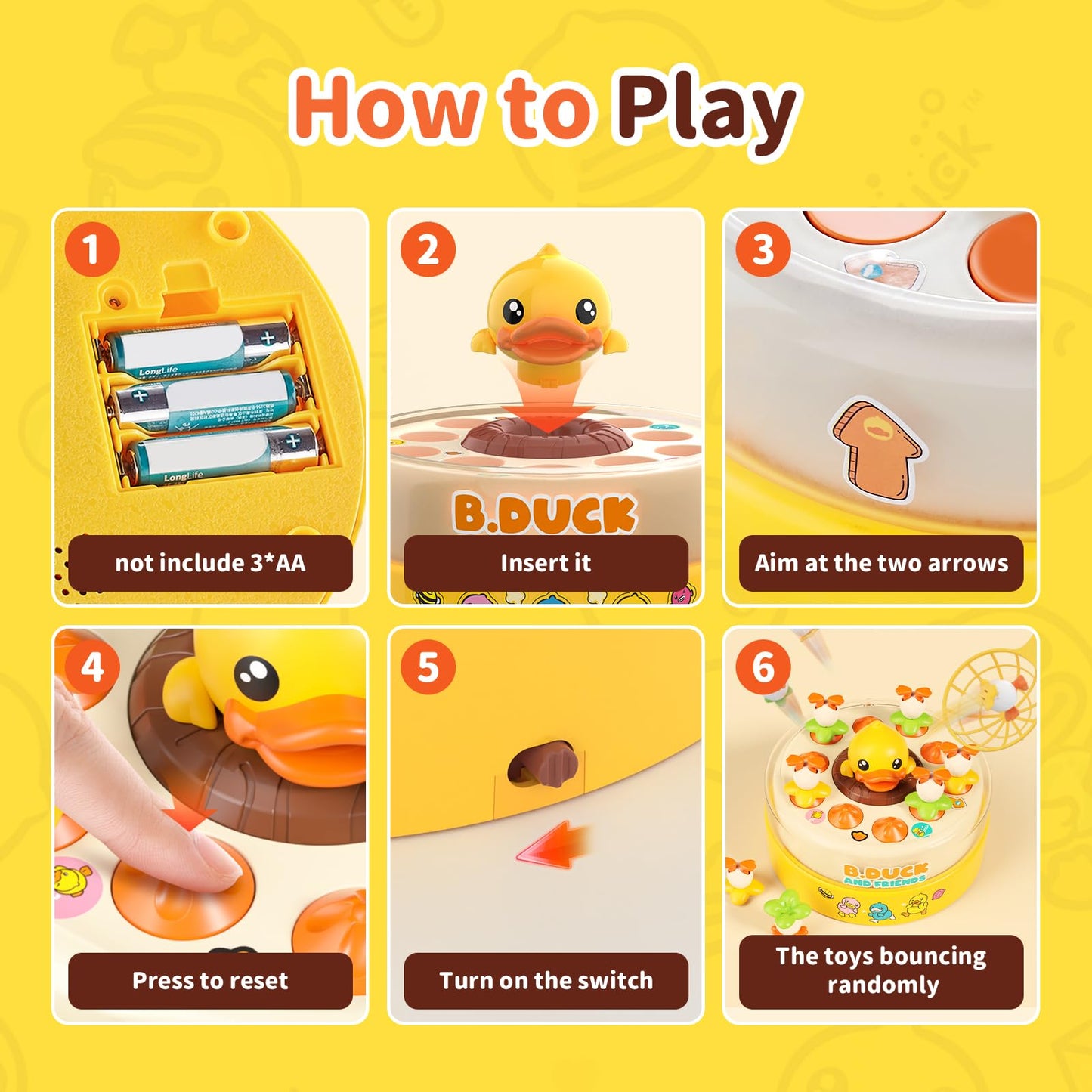 BLF FUN B.Duck Games for Kids Age 4-6, Board Games Bounce and Catch Duck Toys for Kids 4-8, Family Board Games for 5-7 Boys Girls, Birthday Gifts Christmas Party Games for Toddlers 3-5