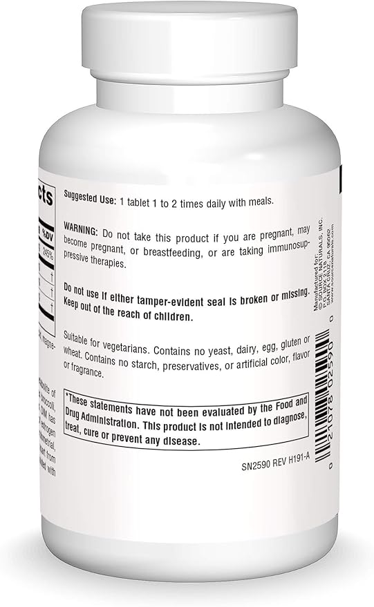 Source Naturals DIM, Diindolylmethane 200mg with BioPerine, Vitamin E & More - 120 Tablets