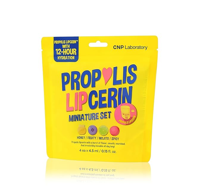 CNP Honey Lip Butter Mini Set – Propolis Lipcerin™ Travel-Size (4 Flavors), Hydrating Overnight Manuka Lip Balm & Mask, 12hrs Long-lasting Moisture, Gifts for Women, Korean Skincare
