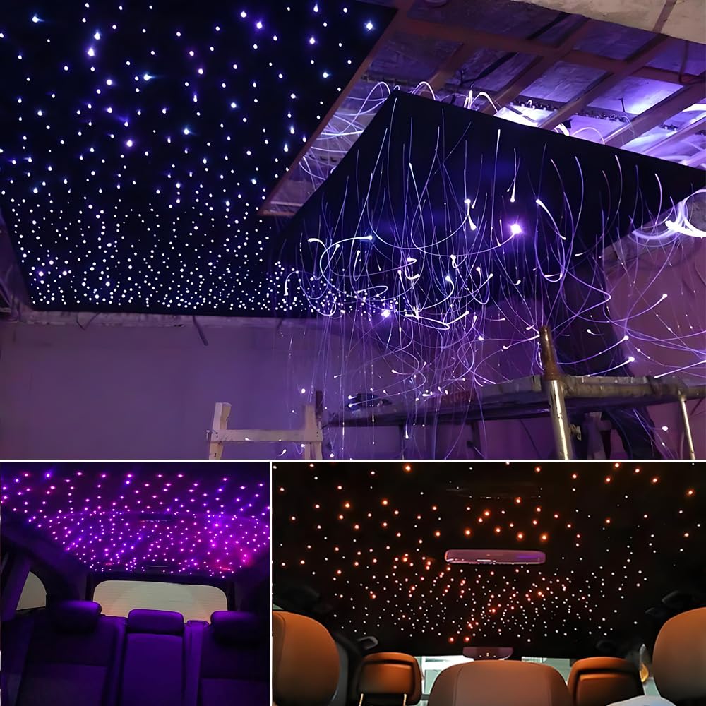Akepo Rgbw Twinkle Fiber Optic Lights Kit, 16W Music & App Control, 550Pcs 13.1Ft, Multicolor, Aluminum, Model 550