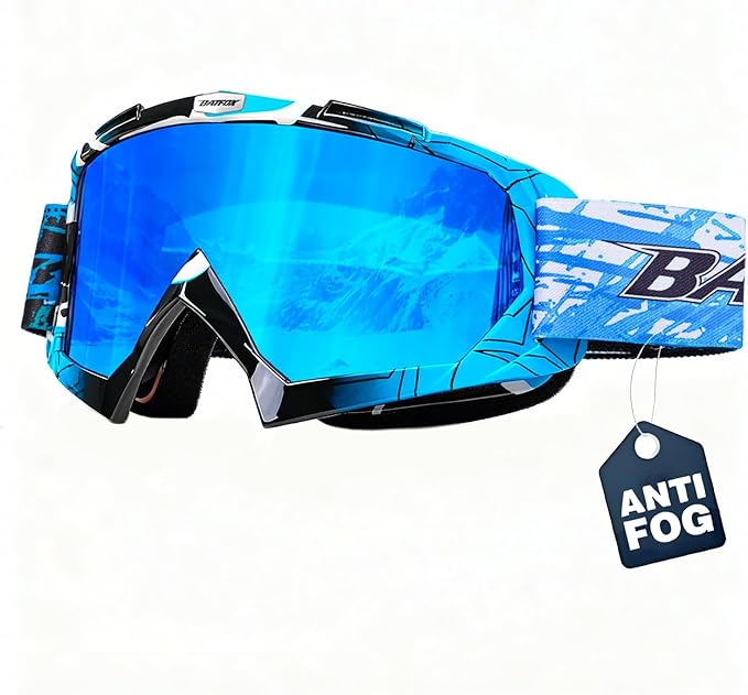 BATFOX Anti Fog Ski Goggles OTG for Adults & Kids, Snowboard Goggles with 100% UV Protection & Anti-Slip Fit for Skiing