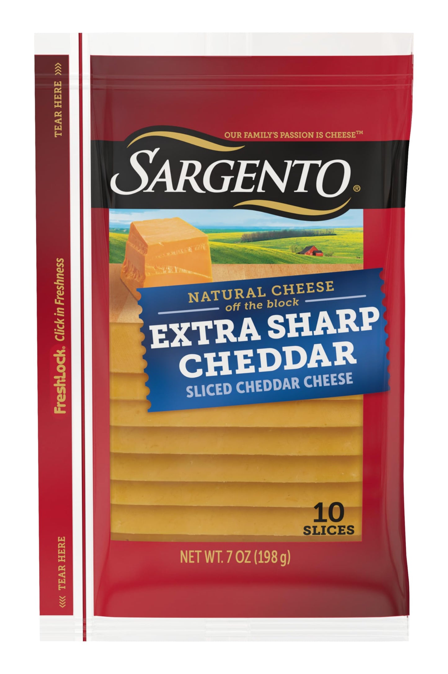 Sargento Natural Extra Sharp Cheddar Sliced Cheese, 10 Slices