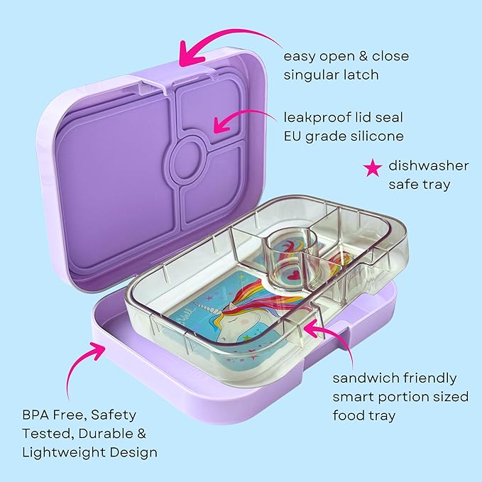 Yumbox Panino Leakproof Bento Lunch Box Container for Kids & Adults (Lavande Purple Unicorn)