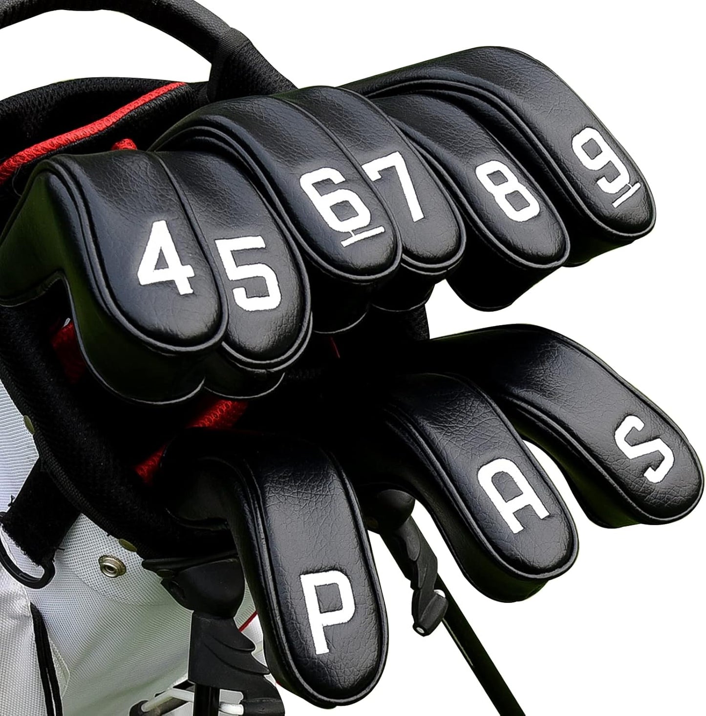 BIG TEETH Golf Hybrid Iron Head Cover 9Pcs, Long Hybrids Iron Covers Head Covers Set, Golf Club Covers W/Big NO. Fits for Cleveland Launcher Cobra T Rail Hybrid Irons
