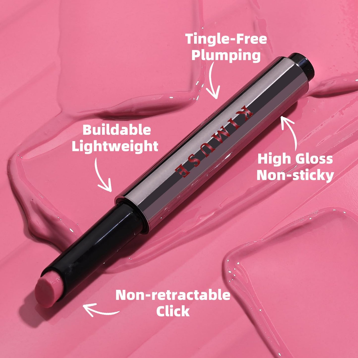 KIMUSE Lip Plumper, Hydrating Korean Lip Gloss, Click Tinted Lip Balm Solid Lipstick for Plumps & Moisturizes, Long-wearing All-