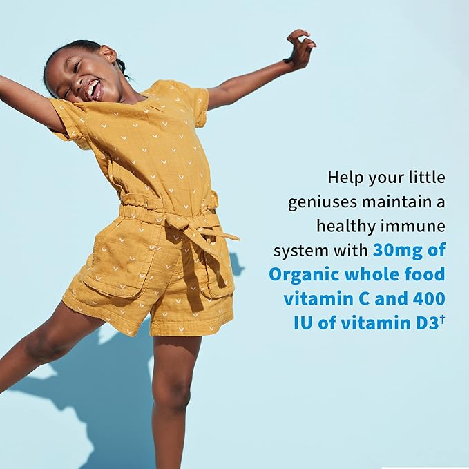 Garden of Life Dr. Formulated Probiotics Organic Kids+ Plus Vitamin C & D - Strawberry Banana., 5 Billion CFU Gluten Dairy & Soy Free Immune & Digestive Health Supplement, No Added Sugar, 30 Chewables