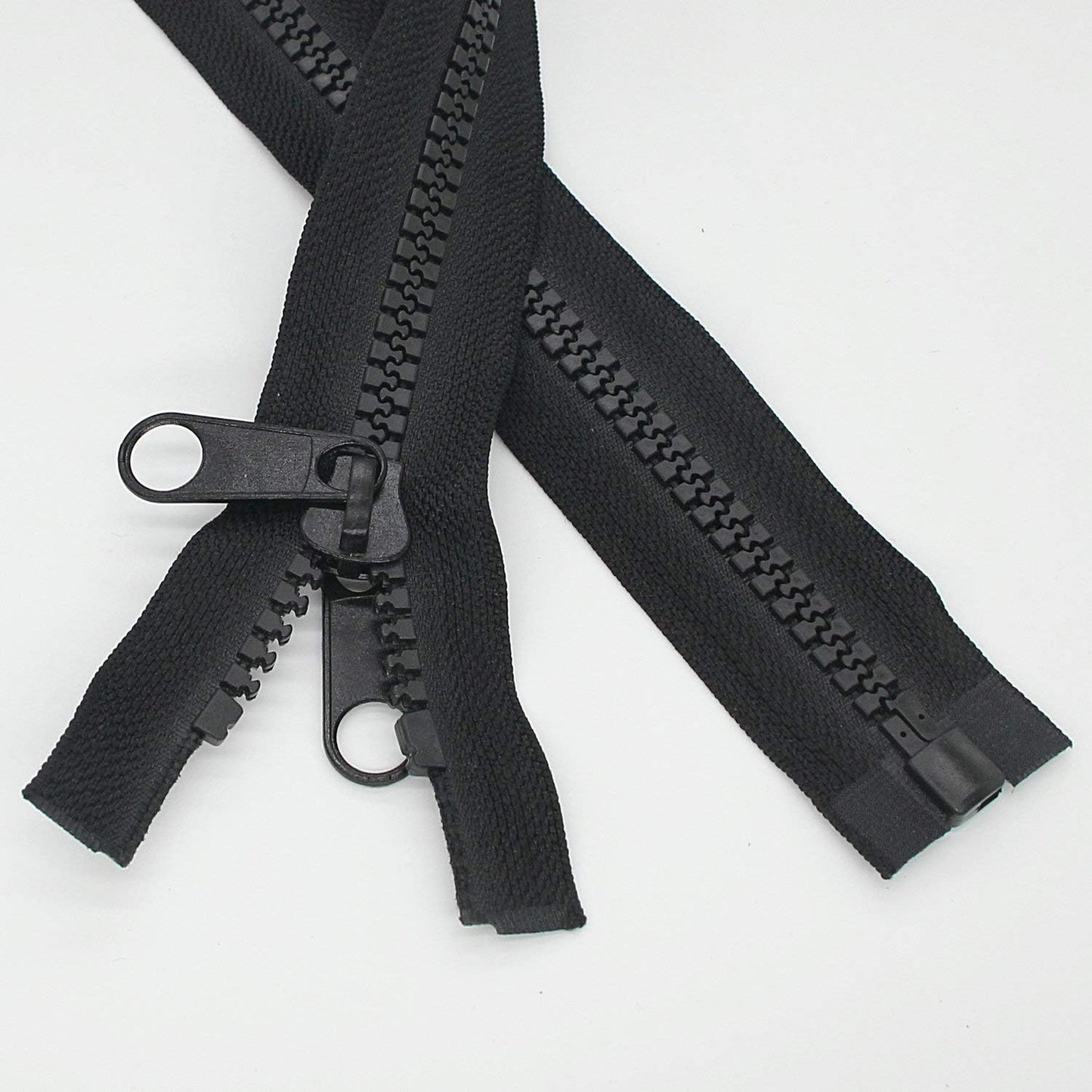 Leekayer 2PCS #10 84 cm Heavy Duty Zippers for Sewing Separating Large Plastic Zippers Black Tape with Double Pull Tab Slider, Sleeping Bag, Boat, Canvas, Cover, Trampoline, Dog Bed,Tent (33" 2pcs)