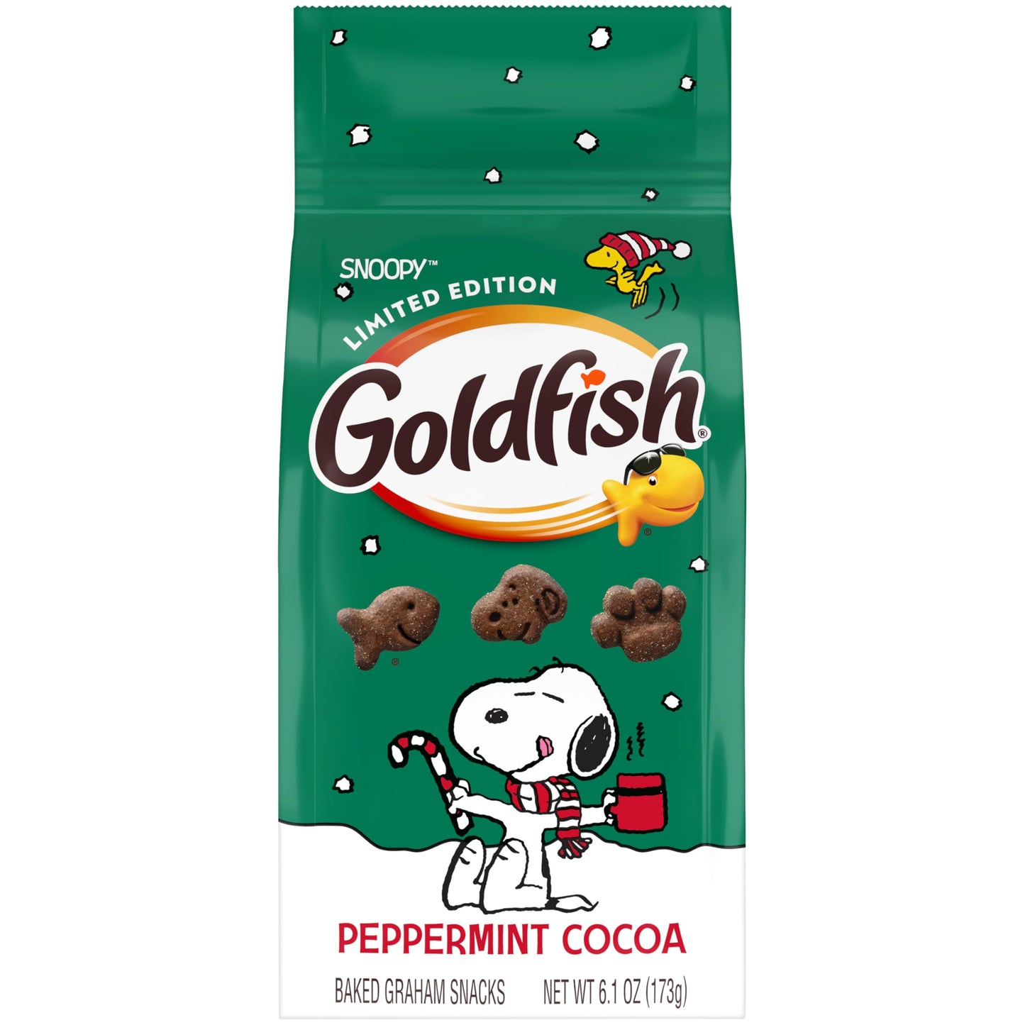 Goldfish Snoopy Peppermint Cocoa Graham ers  6.1 Oz Bag