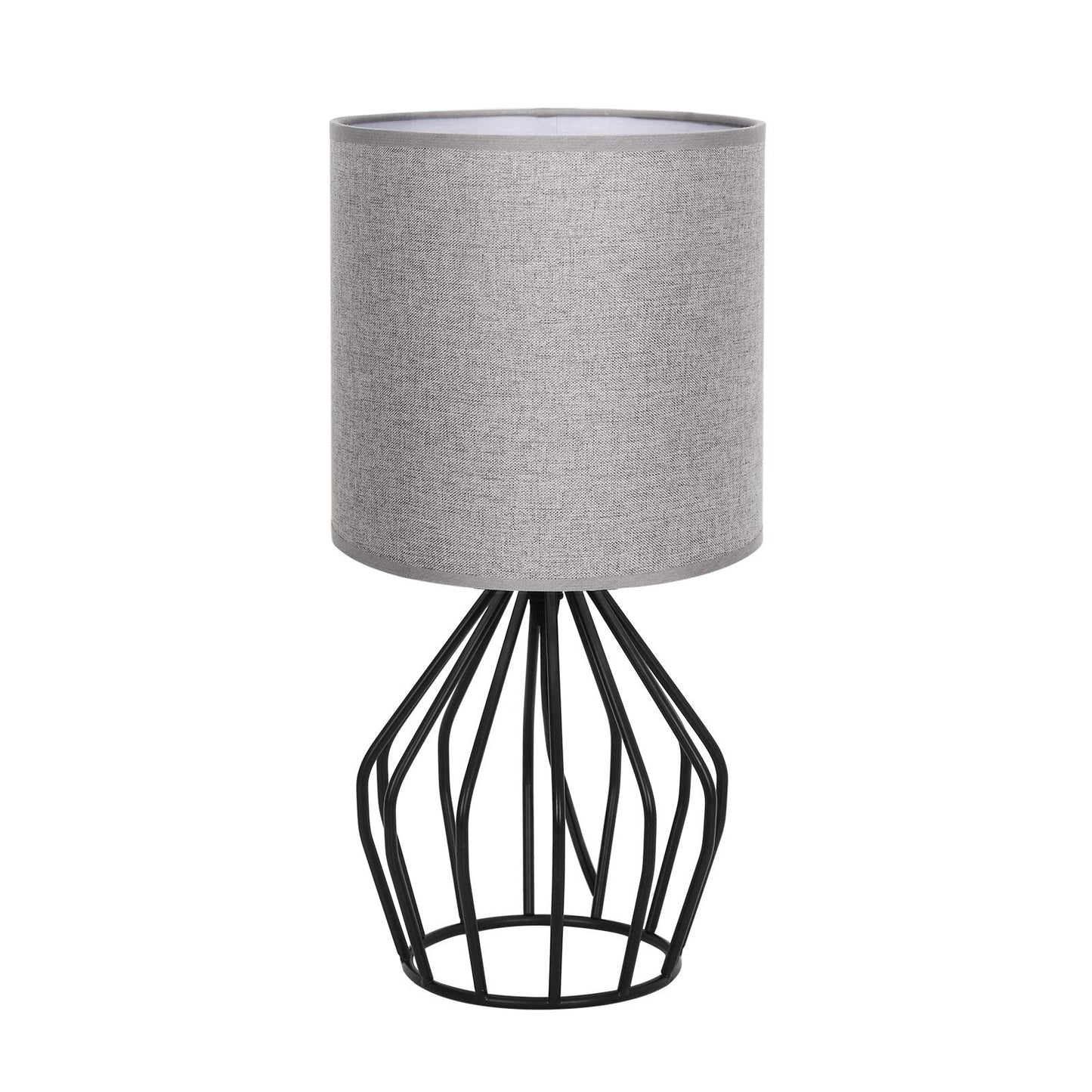 Haitral Farmhouse Table Lamp - Small Gray Metal Cage Nightstand Lamp, 14.6X7.09X6.3, Model Ht-Btl47