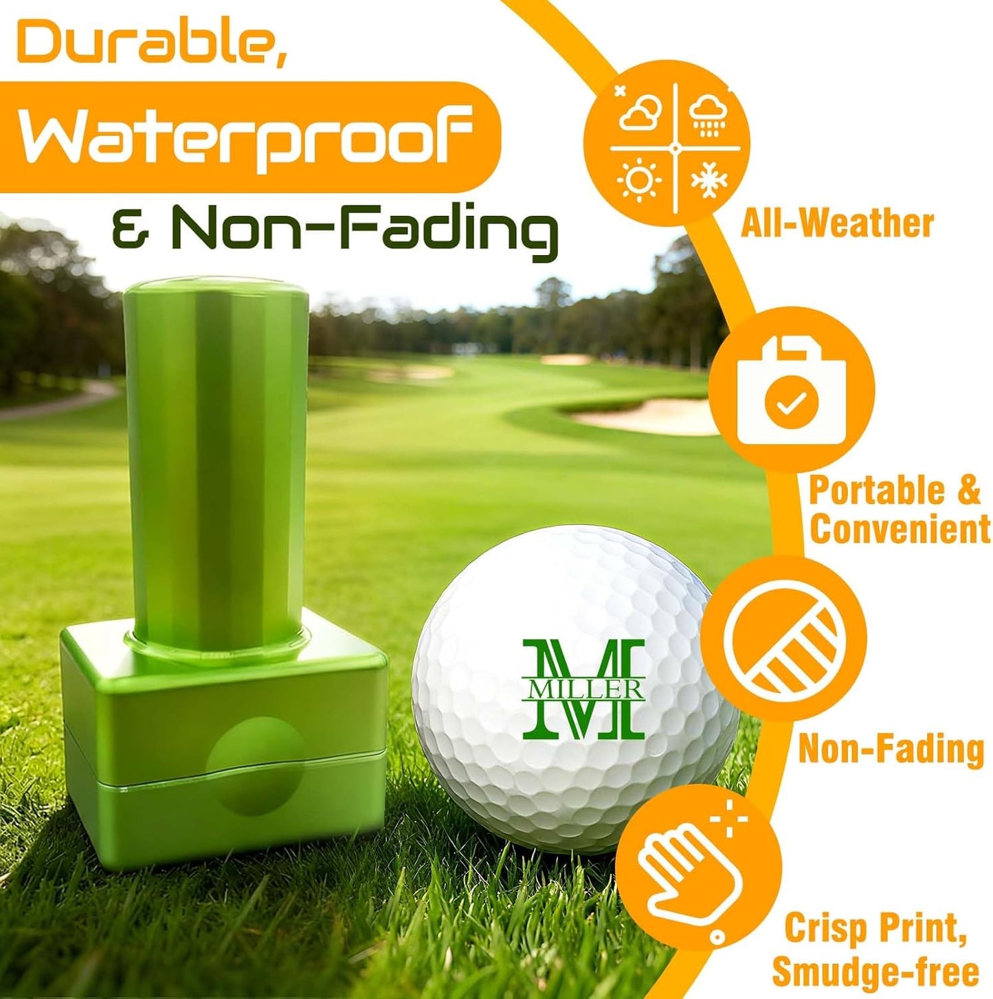 ONFAON Custom Golf Ball Stamp, Personalized Name Golf Ball Marker Stamp with Monogram Logo, Reusable Inking Customized Golf Stamper Accessories Gifts for Golfers