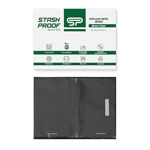 Vacuum Seal Bags 15" x 20" (50 Count) 5.5 Mil (Black and Clear) - BPA Free Commerical Grade Food Saver for Storage, Sous Vide, and Meal Prep Sealer Bag
