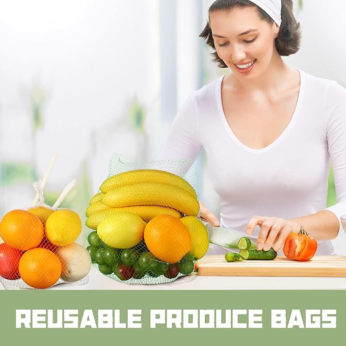 Zhengmy 500 Pcs Mesh Produce Bags for Vegetables Reusable Vegetable Onion Fruit Grocery Seafood Boiling Bags Plastic Storage Net Bag for Shopping