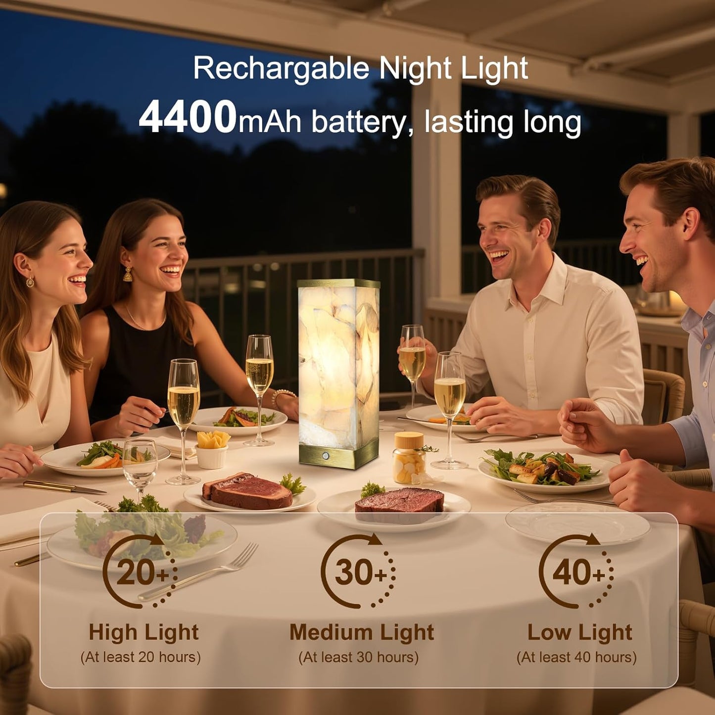 Scenekoy Alabaster Rechargeable Table Lamp for Living Room Bedroom Nightstand, Portable Battery Operated LED Bedside Lamp, Cordless Night Light for Home Office Dorm Desk Decor (Bulb Included)