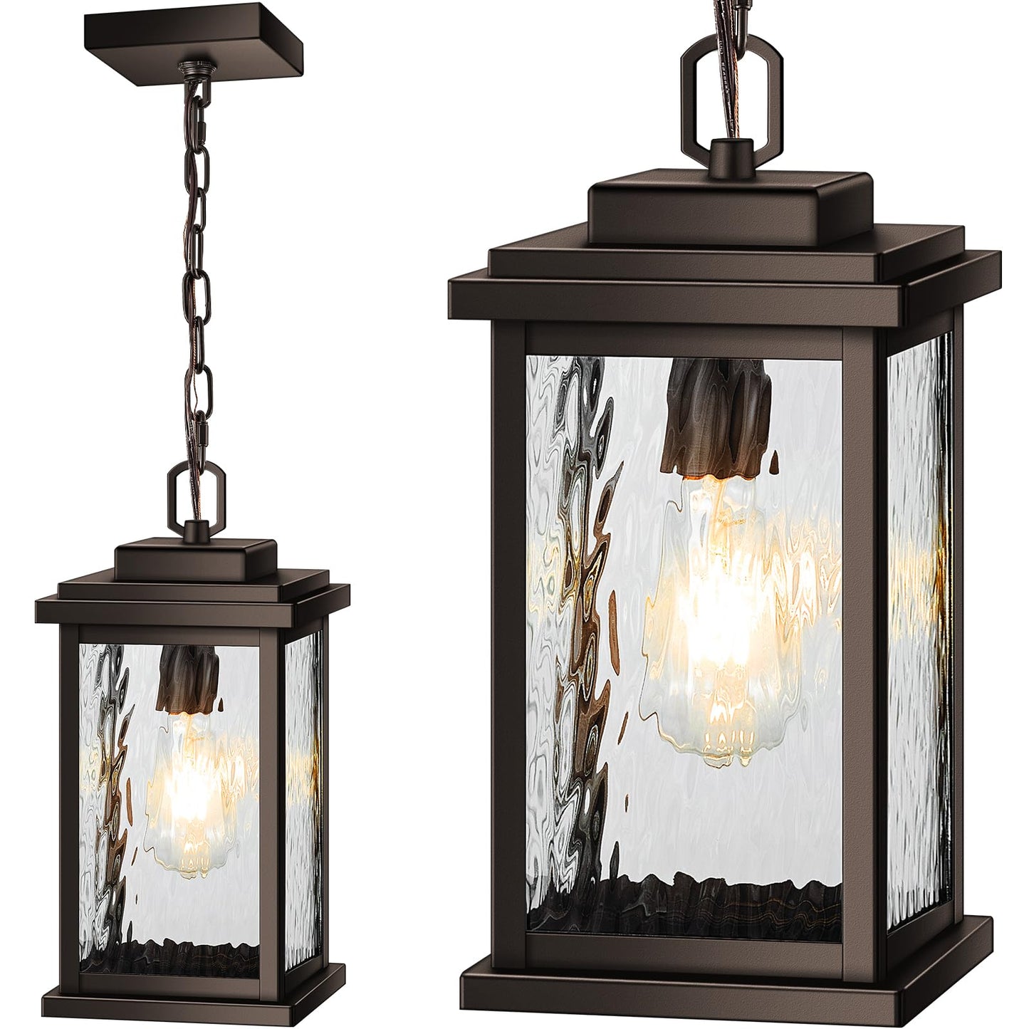 VIANIS Bronze Outdoor Pendant Light Fixture, Large Size, Aluminum, Adjustable Wire, Waterproof, Model V8301M