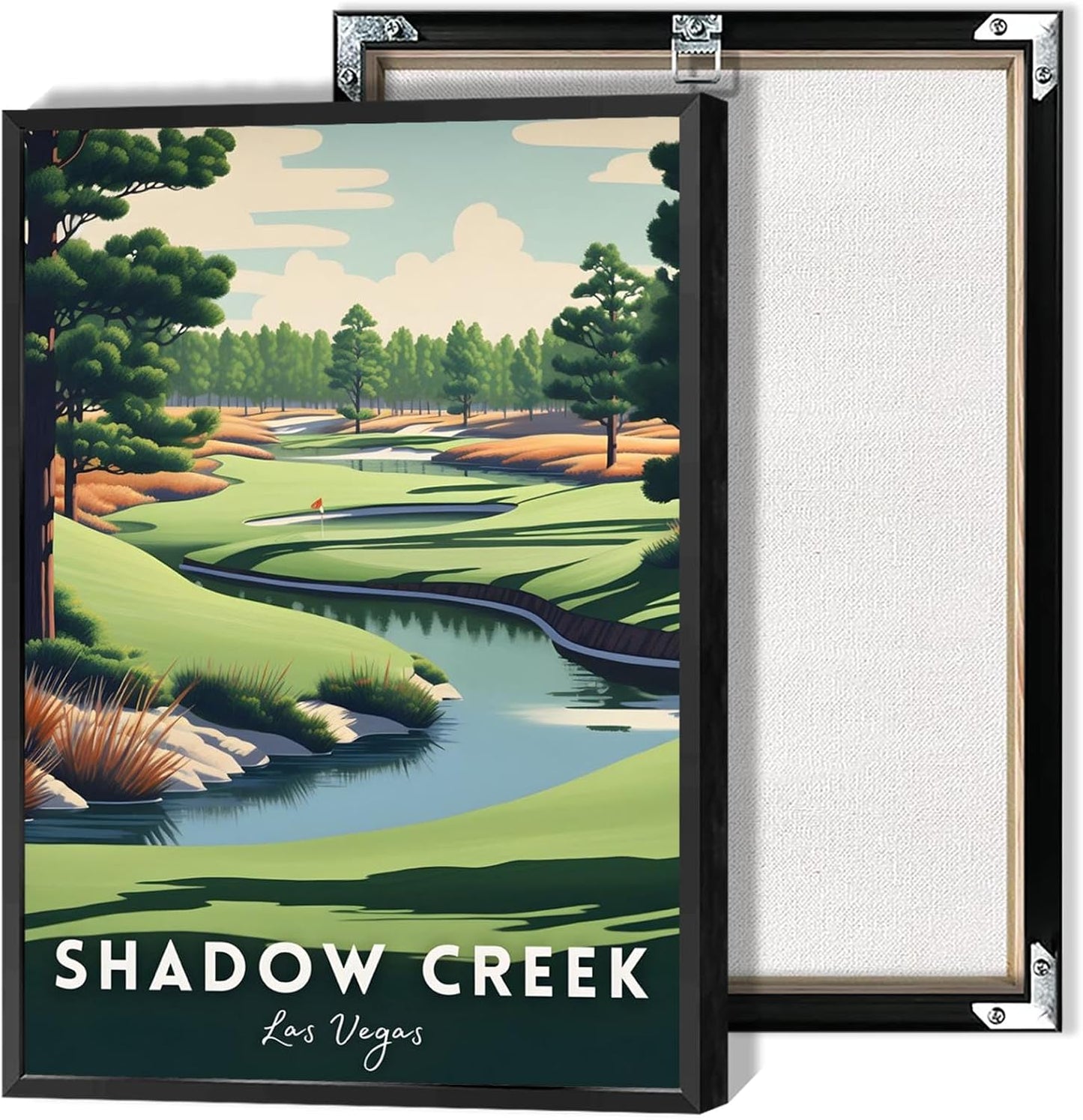 Retro Golf Course Poster Shadow Creek Court Travel Canvas Wall Art Golf Sports Lover Pictures Prints Painting For Living Room Bedroom Office Wall Decor 16x24in Unframed