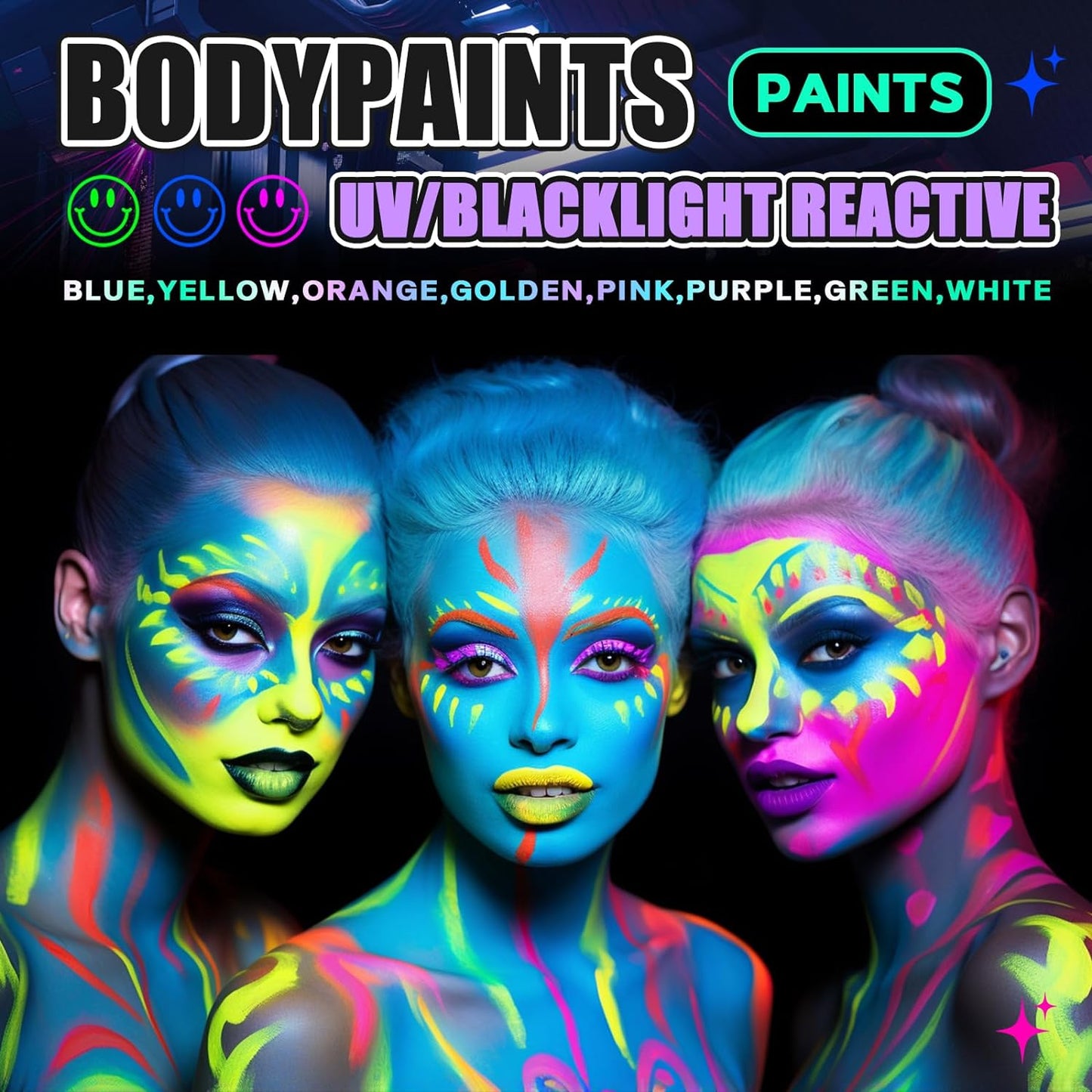 Go Ho Neon Hot Pink Body Paint Washable(2.37oz,70ml),under UV Blacklight Neon Face Paint,Water Based Neon Fluorescent Pink Face Paint for Adults Children SFX Cosplay Costumes Halloween Makeup