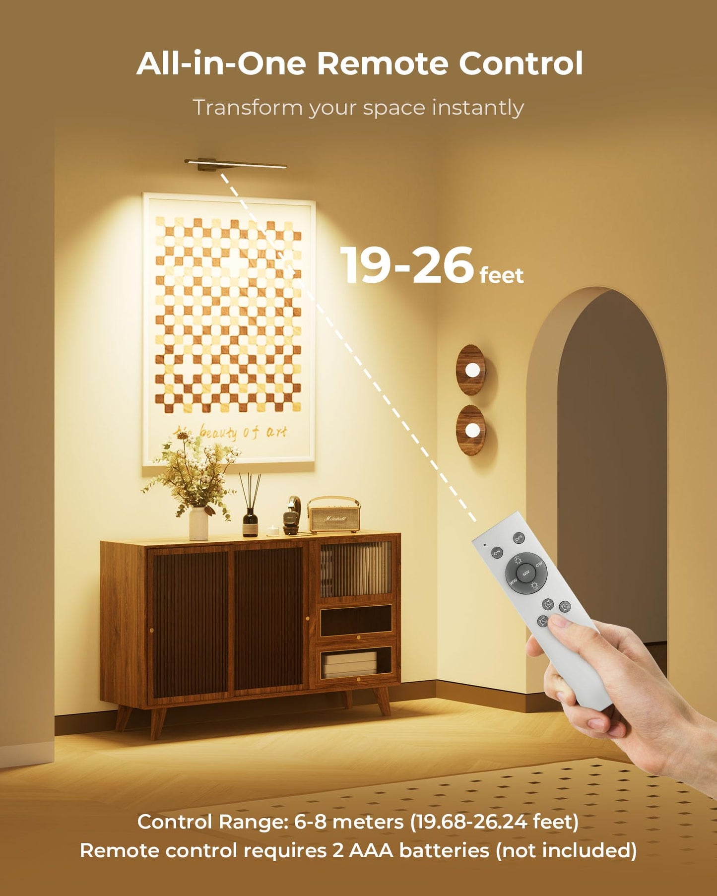 2 Pack Picture Light for Wall Rechargeable Art Light with Remote, 3 Colors & 5 Brightness Levels, 12000mAh Battery Operated Lights for Pictures,Painting,Gallery, Bedroom, Hallway, Frame, Living Room