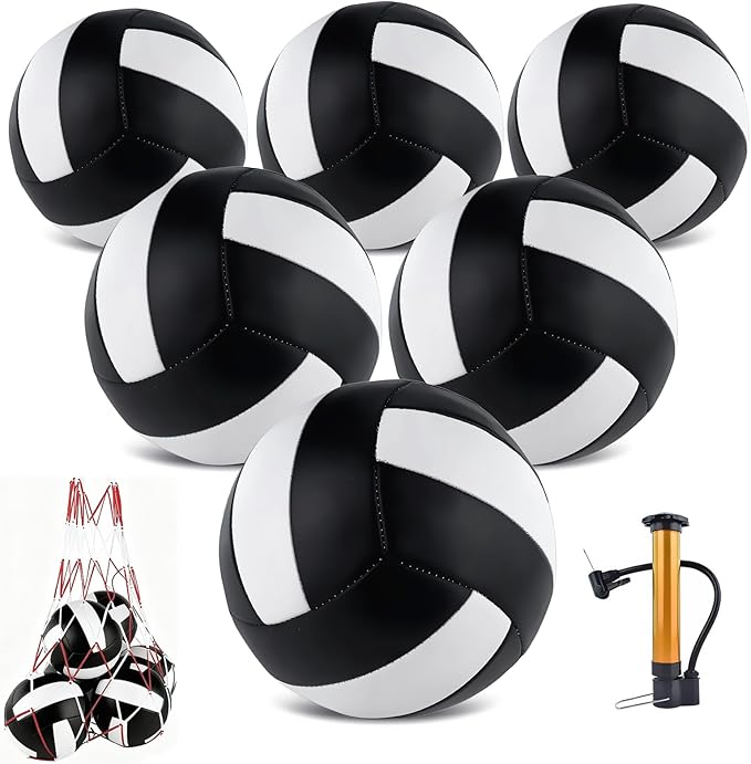 HYPGARD 6 Pack Volleyballs Official Size 5, Waterproof Soft Bulk Recreational Volley Balls with Pump and Net Bag for Indoo...