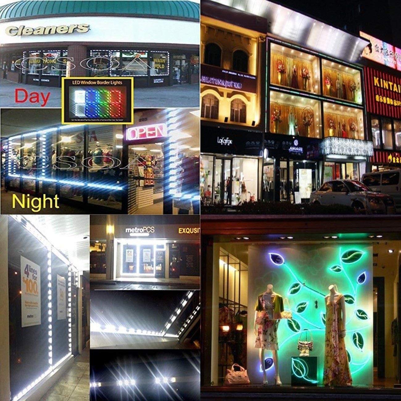Pomelotree LED Storefront Lights for Business Waterproof Decorative Light for Advertising Letter Signs 4 Set 5050 SMD Window Strip Lights 40ft 80 Pieces LED Module Lights