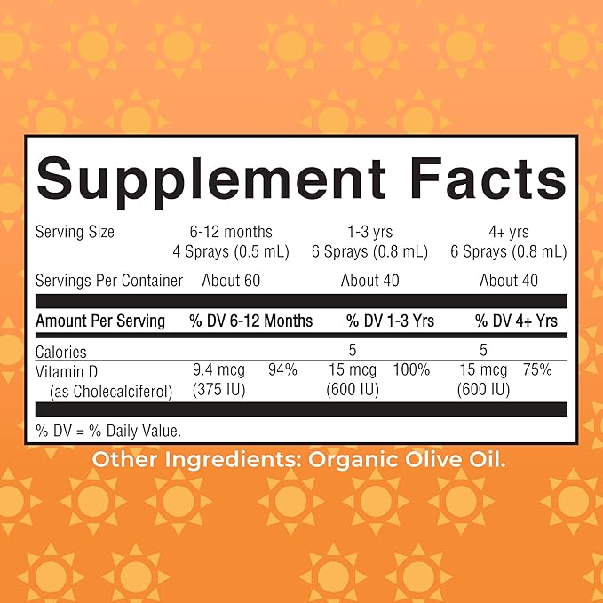 Vitamin D USDA Organic | Vitamin D3 Liquid | Sugar Free | Liquid Vitamin D Spray Immune Support for Adults & Kids | Bone Health | VIT D3 | Vegan | Gluten Free | Non-GMO | 30 Servings