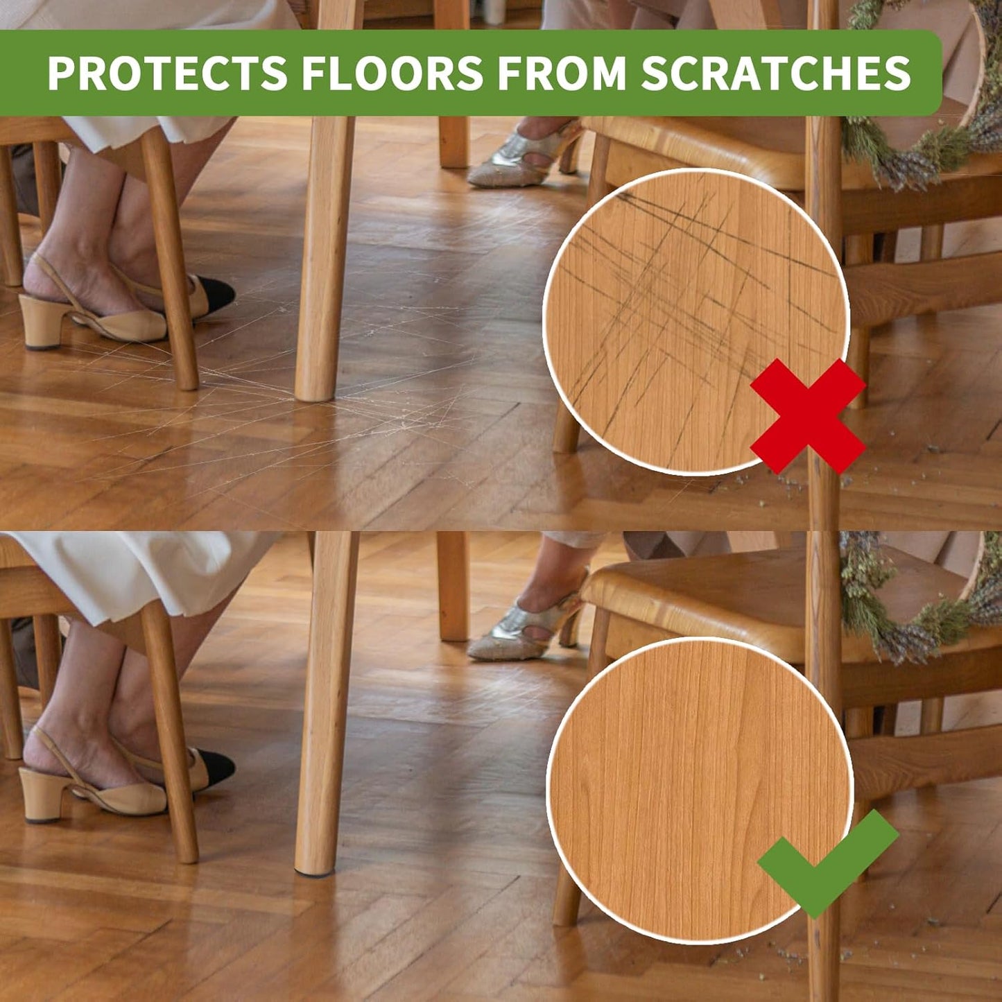 Non Slip Furniture Pads 16 PCS 2 1/2'' Round - Anti Slip Furniture Pads - Self Adhesive Rubber Feet Furniture Feet - Chair Leg Floor Protectors - Keep Furniture in Place