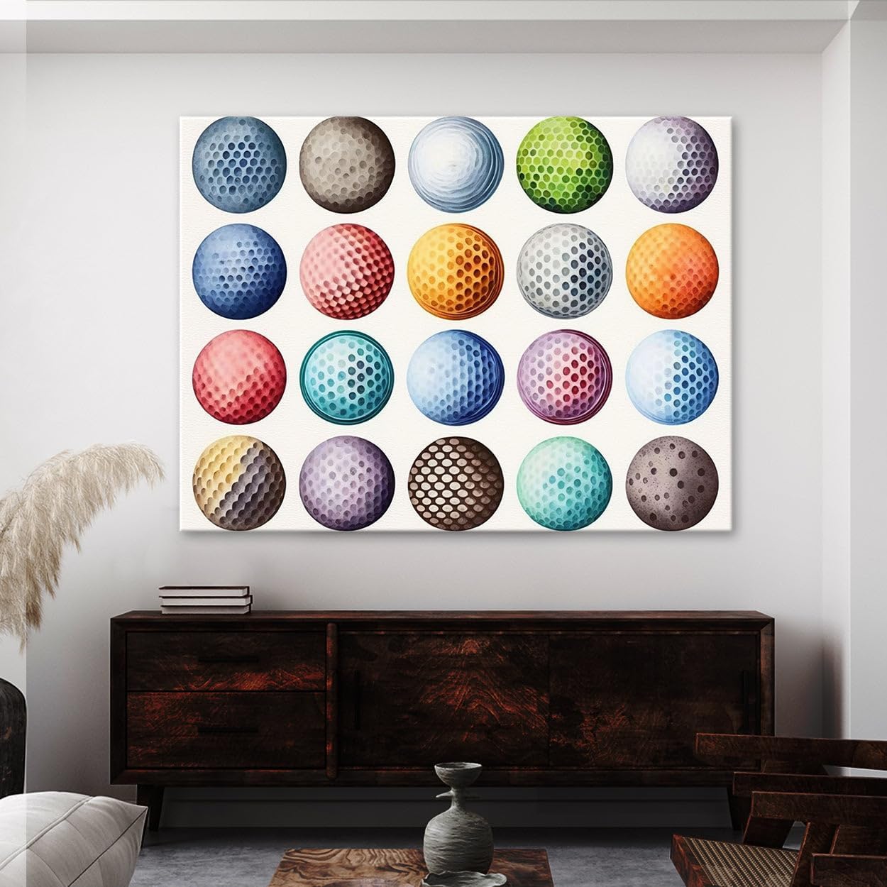 Sense Canvas Golf Ball Watercolor 31 Canvas Art - Home Decor Wall Art Print Poster Painting Large 40x30 / 0.75"