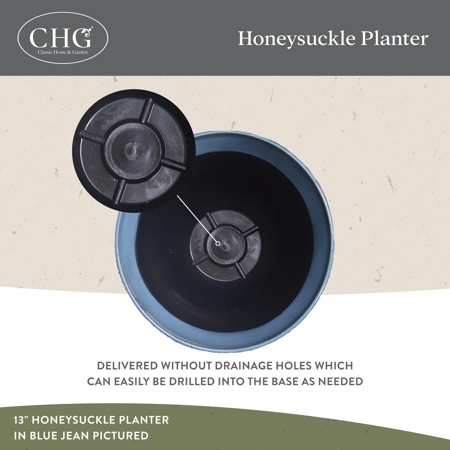 Classic Home and Garden by Growscape Honeysuckle Resin Planters - Lightweight Indoor & Outdoor Plant Pots - UV-Resistant Plastic Flower Pots - Pot Planters for Flowers & Herbs (13" Tequila Sunrise)