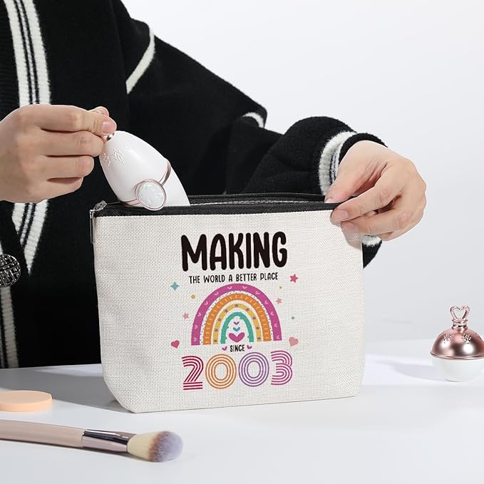 21st Birthday Gifts for Her, 21 Years Old Birthday Gifts Makeup Bag for Friend, Sister, Daughter, Her, Travel Toiletry Makeup Organizer Zipper Pouch - Making The World a Better Place Since 2003