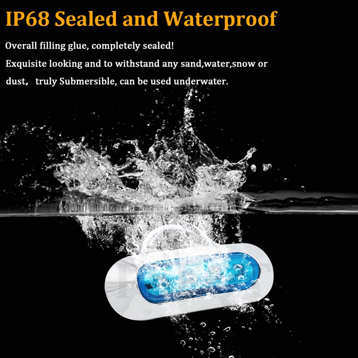 PSEQT Marine LED Lights 3.8in Waterproof Interior Deck Light Blue 4Pcs, PC Lens, Chrome Bezel, for Boats and Kayaks
