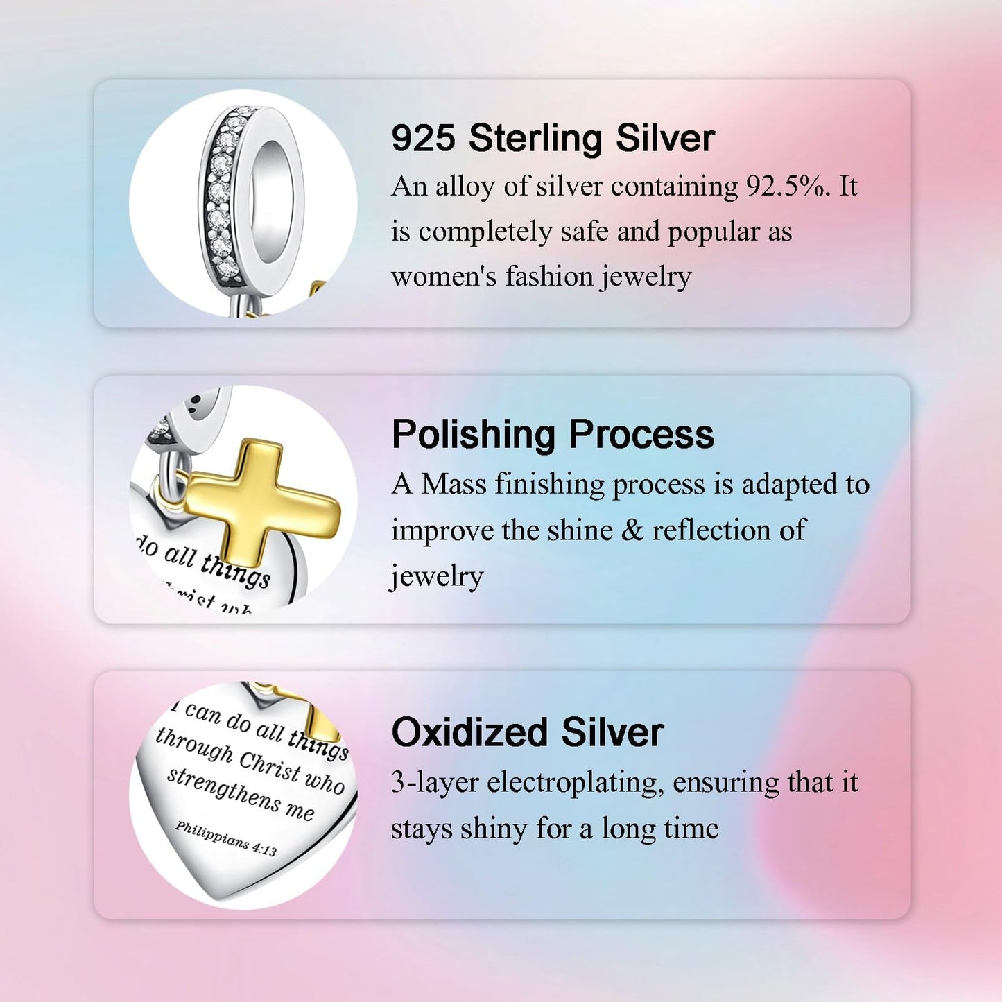 Alstade Bible Verse Charm 925 Sterling Silver Charms fits Bracelets and Necklace Pendant Bead Charms Jewelry Present for Women F