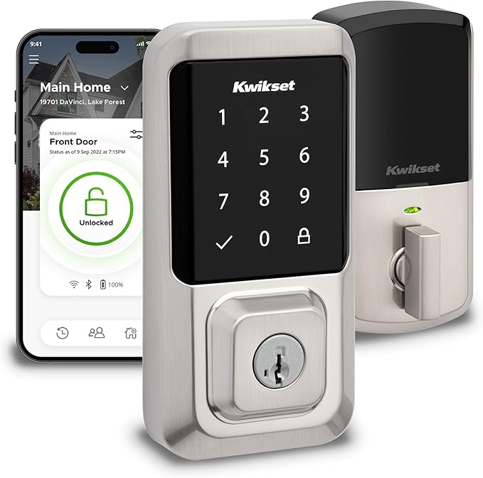 Kwikset Halo Wi-Fi Smart Lock, Keyless Entry Door Deadbolt, Geofence Auto-Unlock, Grade AAA Certified, No Hub Required Eas...