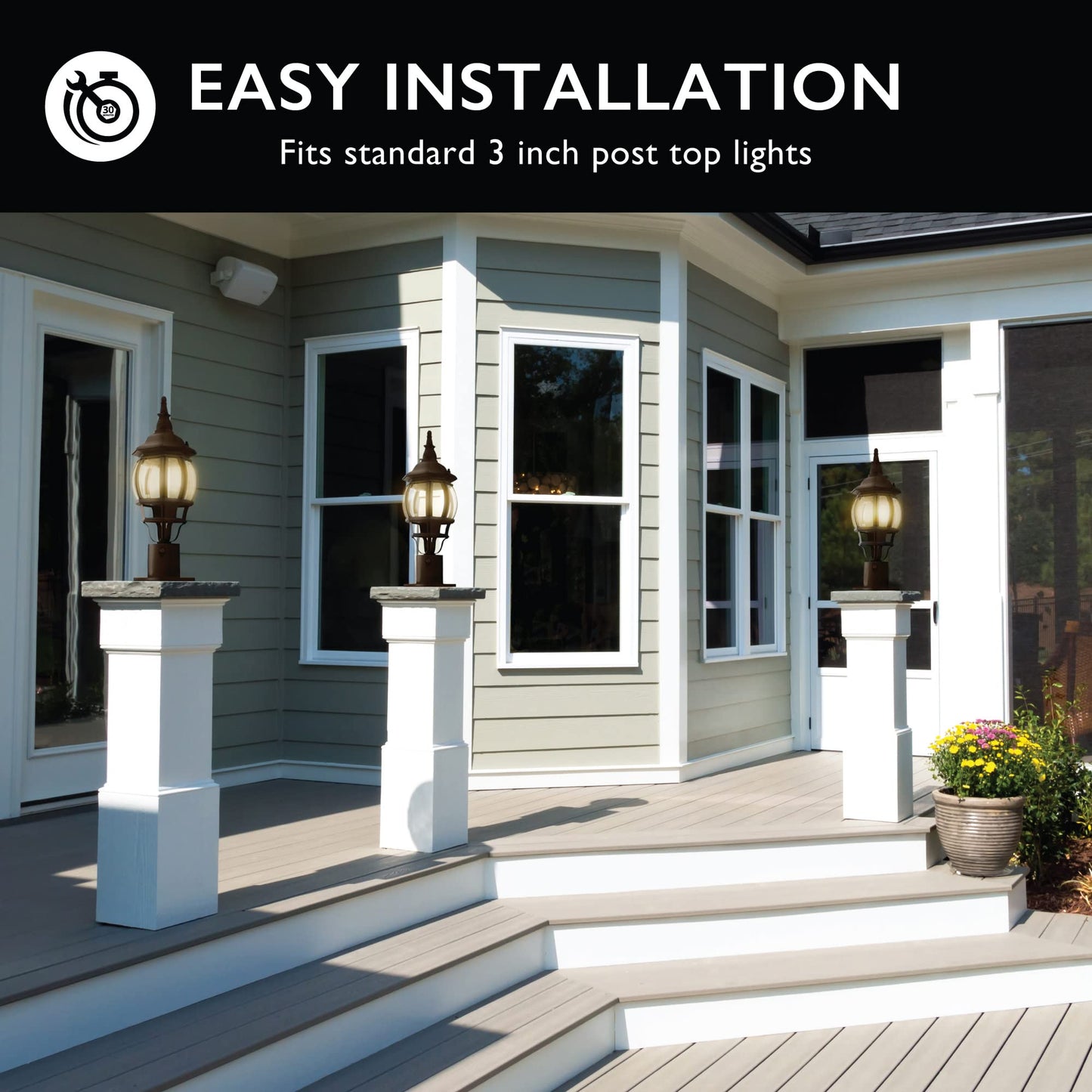 Design House Outdoor Pier Base Light - 3-Inch Fitter, Aluminum, Bronze, Model 588004-Brz, Ideal For Deck, Porch, Patio Accessory