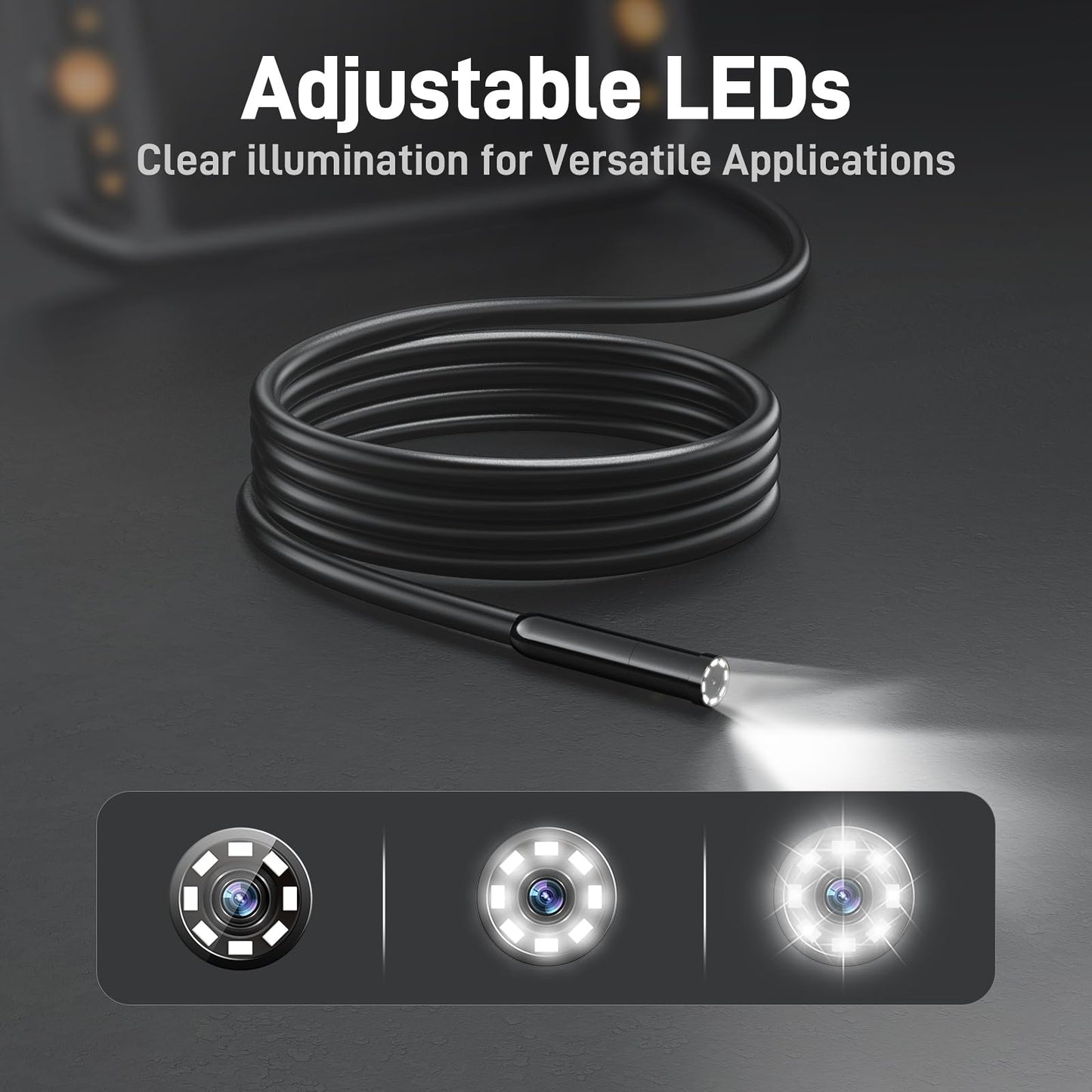 Teslong Endoscope Borescope with Light, Snake Inspection Camera for Automotive Engine, Waterproof Fiber Optic Camera for Mechanics - Ideal for Wall, Vent, Wire Video Scope (16.5FT)