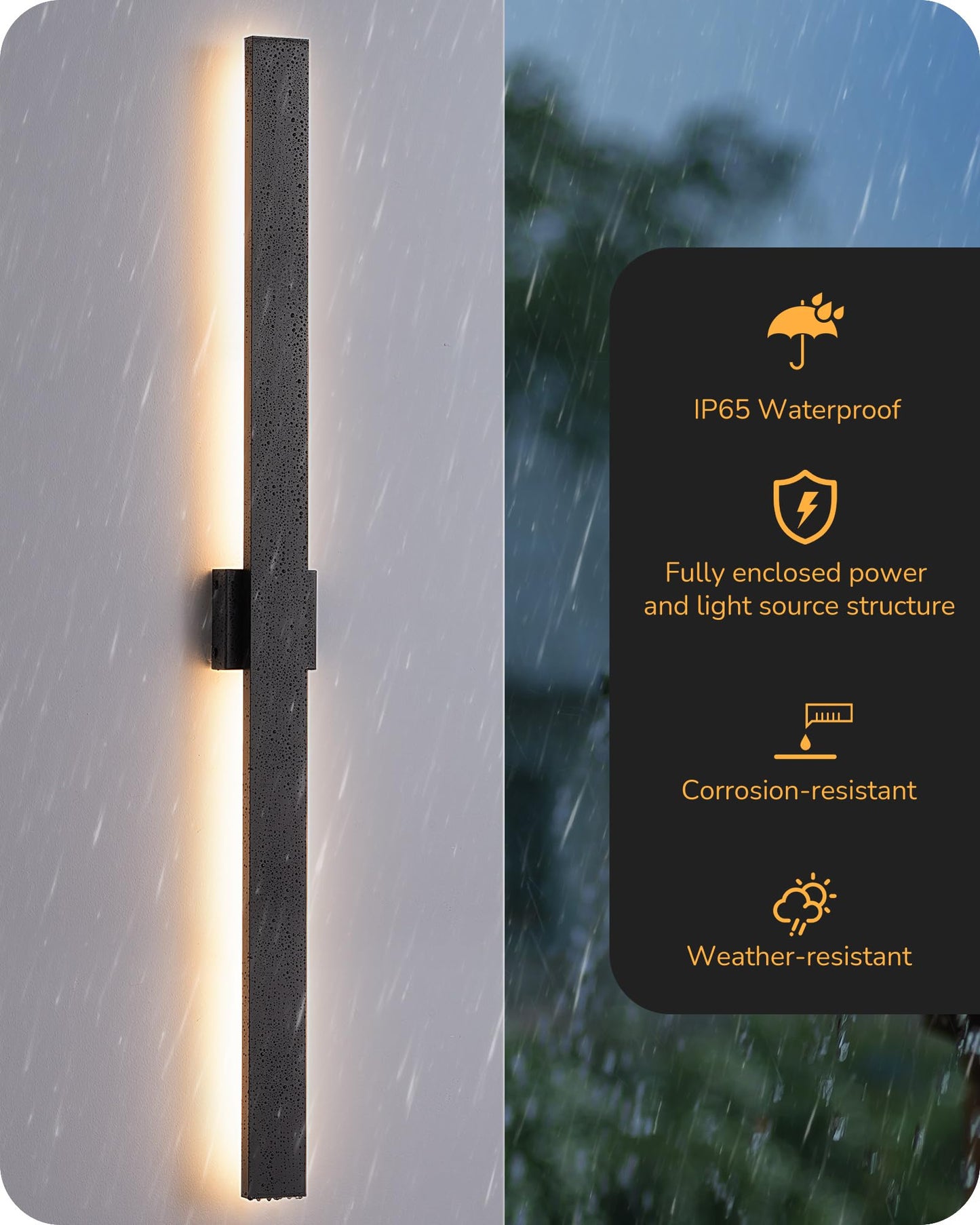 Edishine 47  Led Outdoor Wall Lights  3Cct & 10%-100% Dimmable  Ip65 Waterproof  Modern Exterior Lighting Fixtures  Linear Long Exterior Wall Light For House  Yard  2 Pack  Black