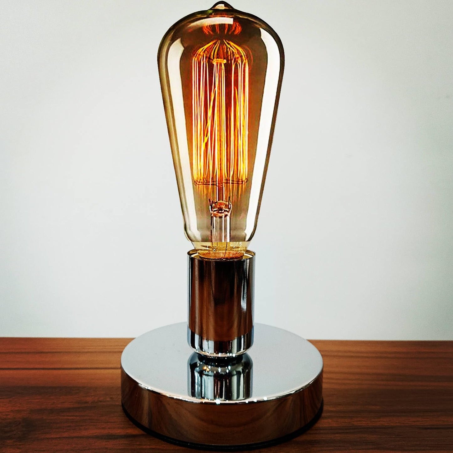 YUANKANG Edison Desk Lamp, Vintage Table Lamp, Metal, Silver, E26/E27, Industrial Retro Design, Model YKDTTDY