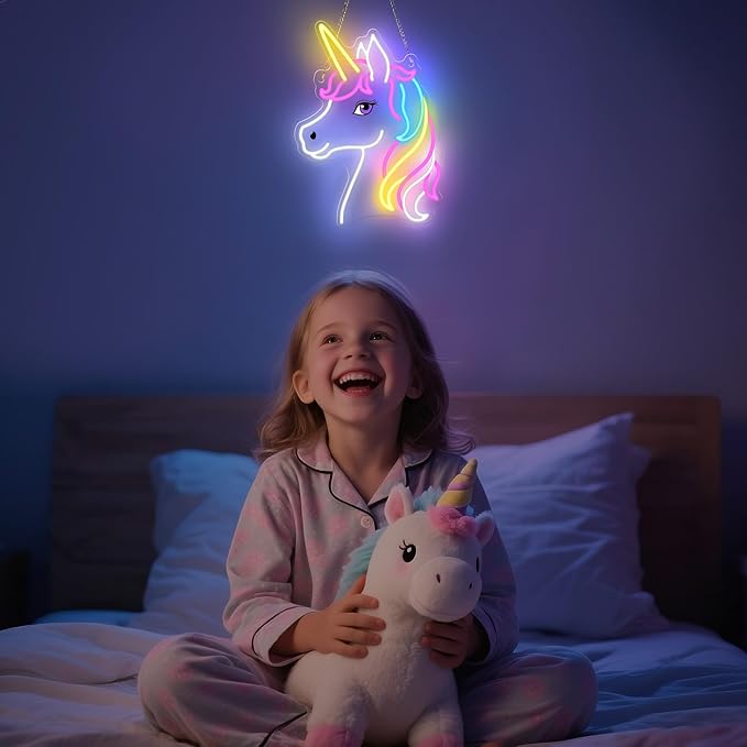 Unicorn Neon Sign, Unicorn Lamp Wall Decor, Dimmable Birthday Party Decorations for Home, Patio, Garden, Restaurants, Hotels, Stores, Clubs, Gift for Friends, Family and Kids